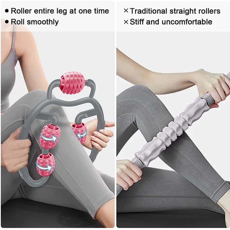 Bâton de rouleau musculaire-masseur de points de déclenchement à 5 boules pour les tissus profonds et la libération myofasciale, rouleau en mousse portable pour les athlètes à R