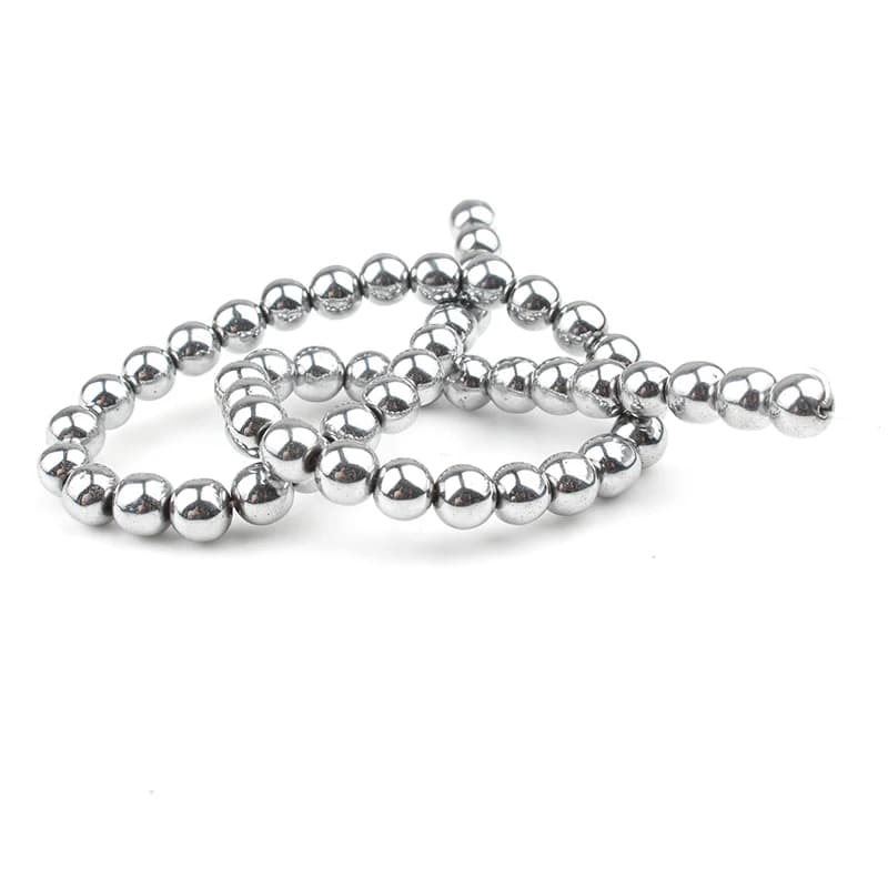 Pierre d'hématite couleur argent, perles rondes naturelles amples pour la fabrication de bijoux, accessoires de Bracelet et d'oreilles 15 ''2 3 4 6 8 10 12mm