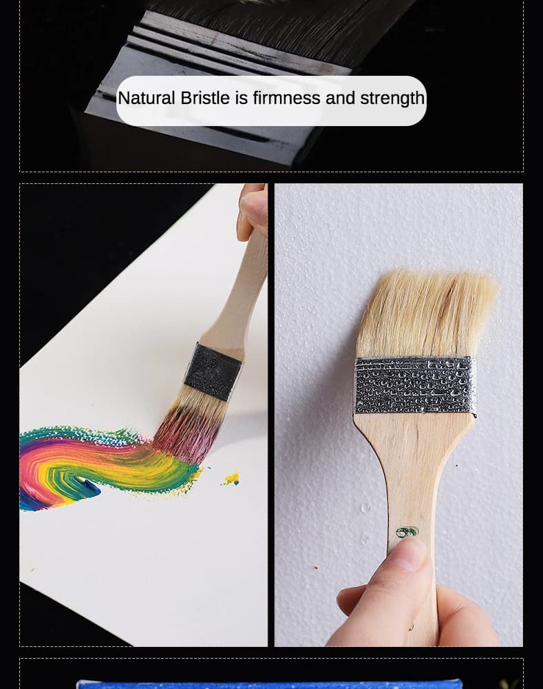12 pièces/ensemble, pinceau de peinture à l'huile pour aquarelle, brosse d'art en poils de porc, brosse de nettoyage en bois facile à nettoyer, brosse à récurer pour barbecue