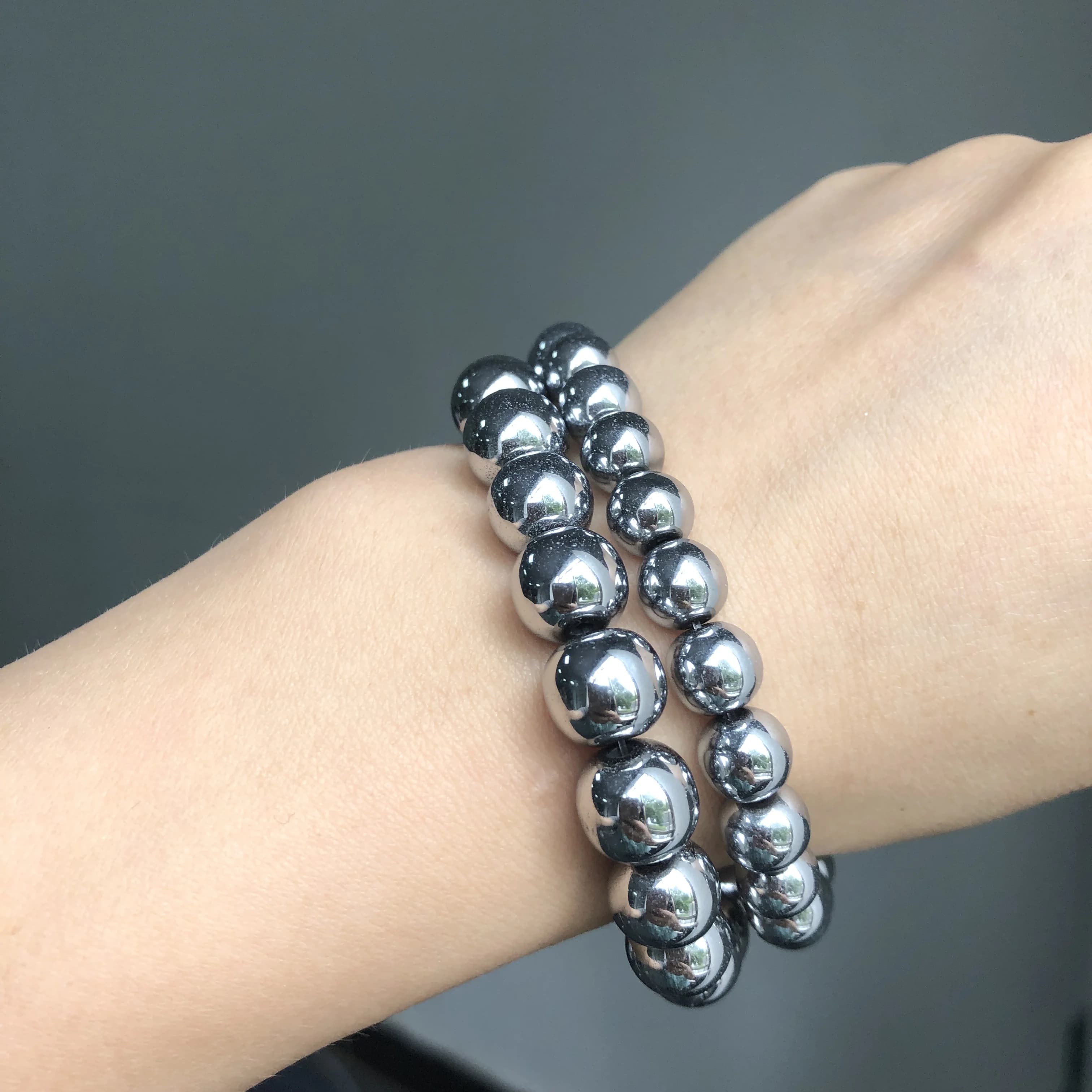 Pierre d'hématite couleur argent, perles rondes naturelles amples pour la fabrication de bijoux, accessoires de Bracelet et d'oreilles 15 ''2 3 4 6 8 10 12mm