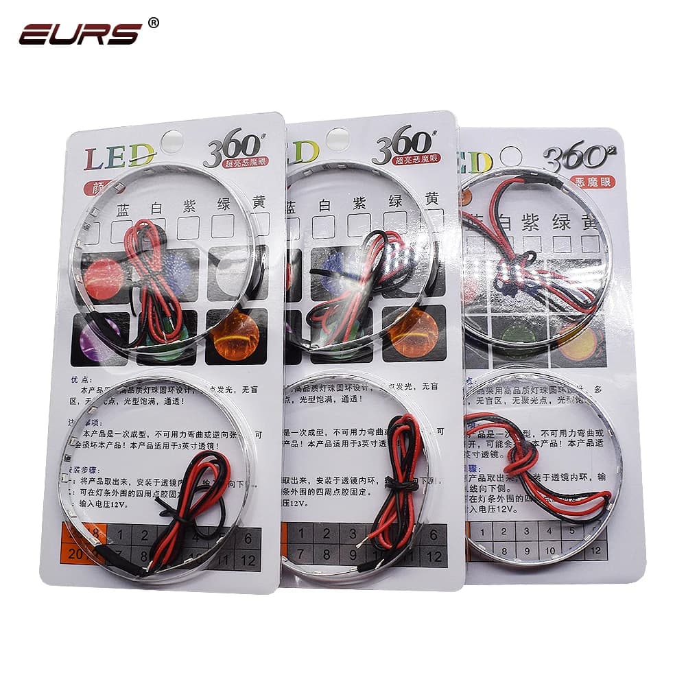 EURS LED diable yeux ange démon mauvais œil DRL LED Module phare projecteur lentille rénovation rouge bleu jaune blanc vert