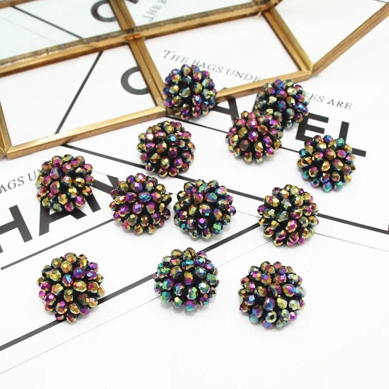 Boutons en cristal boutons de perles faits à la main pulls pour enfants chemises manteaux boutons décoratifs boucles d'oreilles bagues accessoires de bijoux
