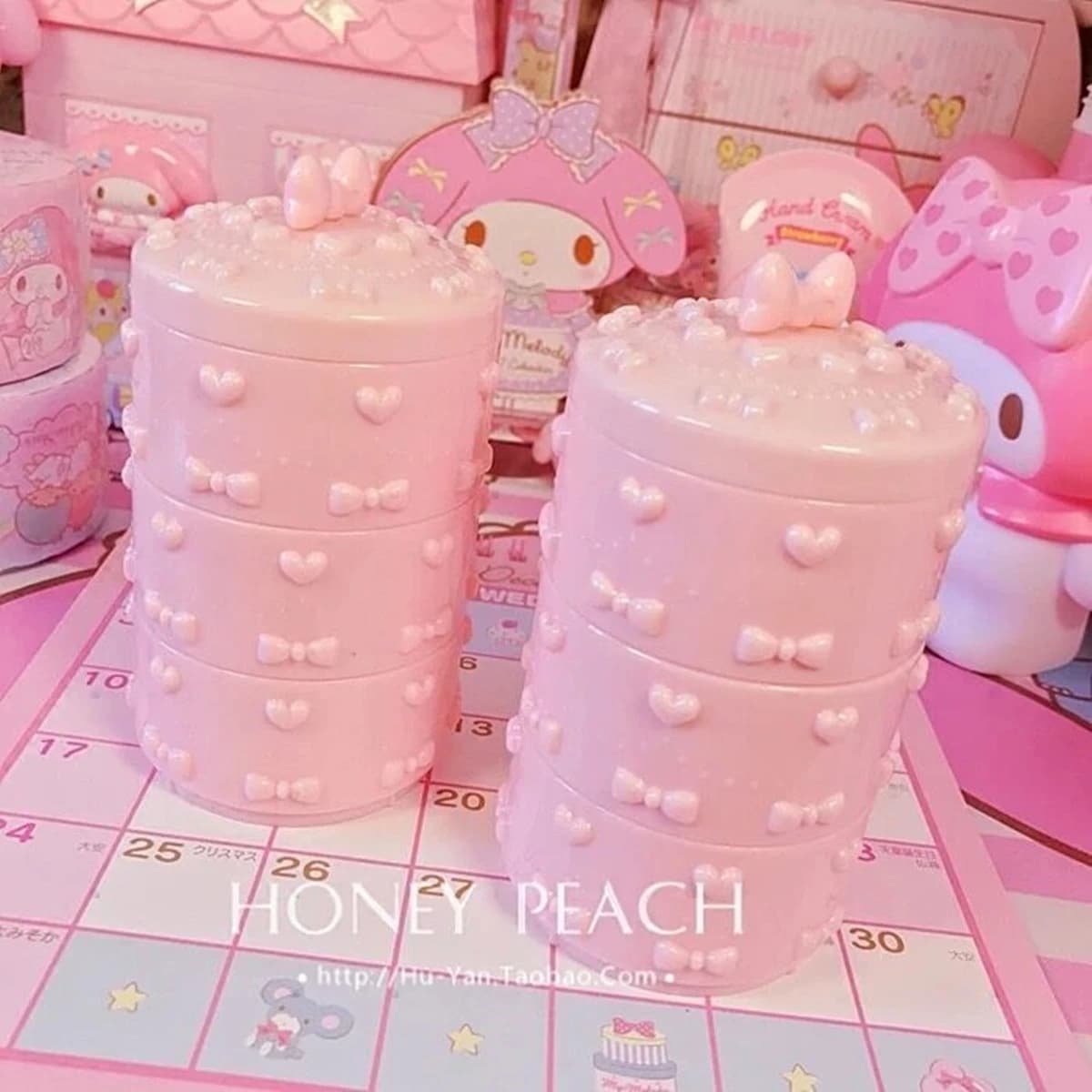 Poinboîte de rangement à nœud pour femmes, étui à bijoux Kawaii rose, conteneur de cosmétiques pour femmes, bureau, fournitures scolaires, document de bonbons