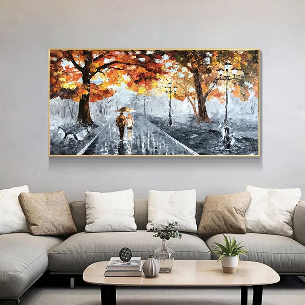 Peinture à l'huile de forêt peinte à la main
