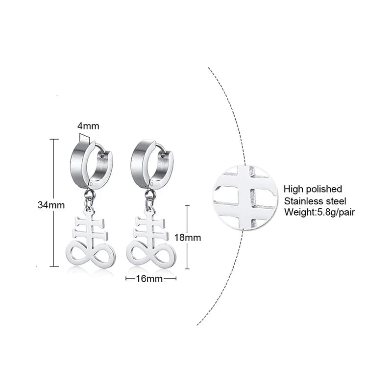 Boucles d'oreilles en pierre de bord, croix de léviathan inversée