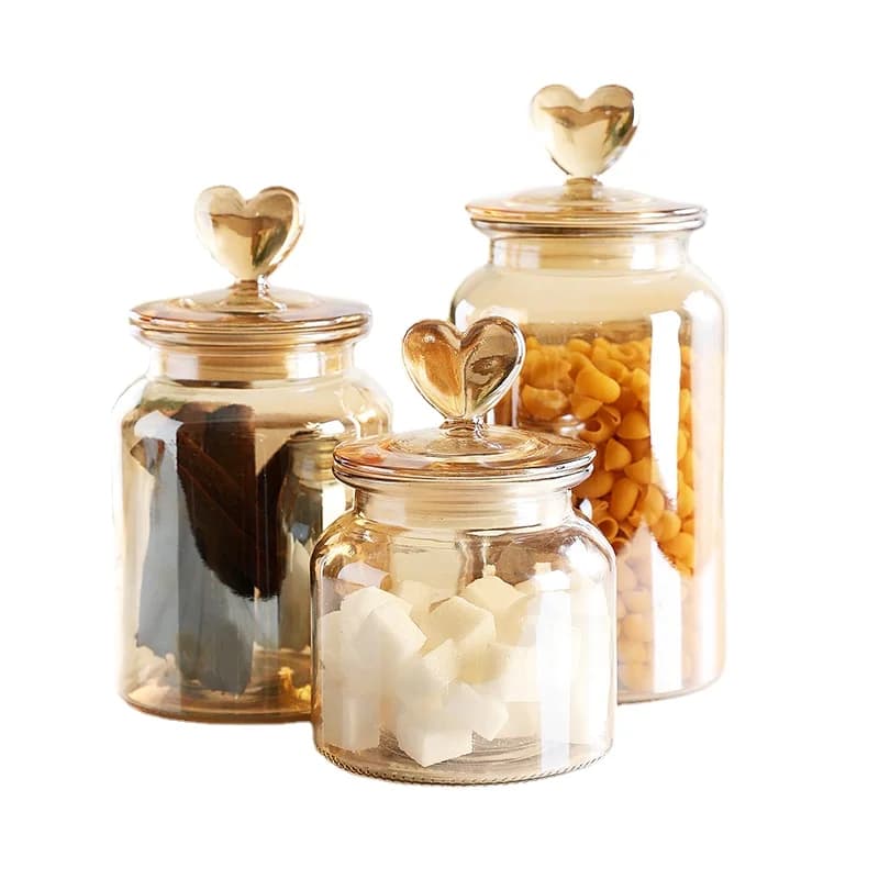 Bouteille en verre coeur ambré