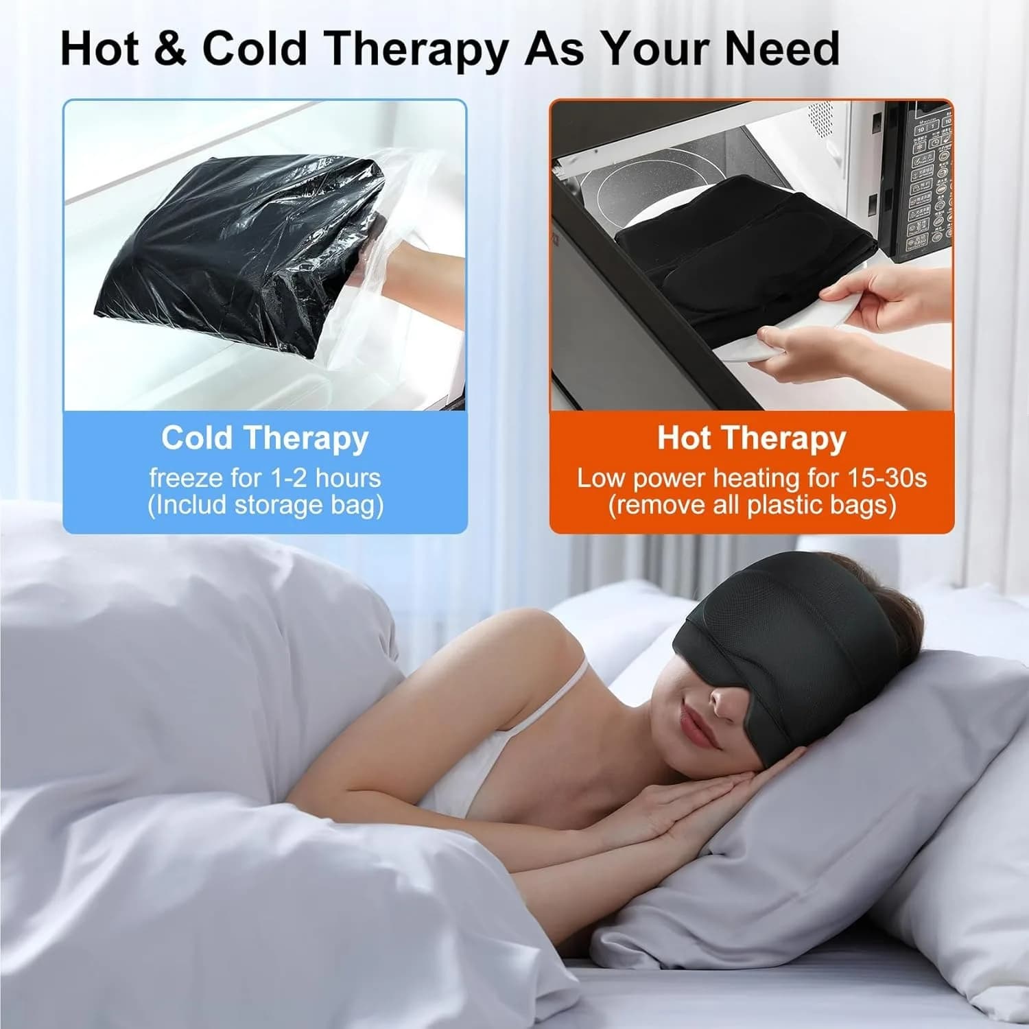 Chapeau de soulagement de la Migraine avec masque pour les yeux en Gel, casquette de soulagement des maux de tête, enveloppe de tête de glace, chapeau de thérapie chaude et froide pour les maux de têt