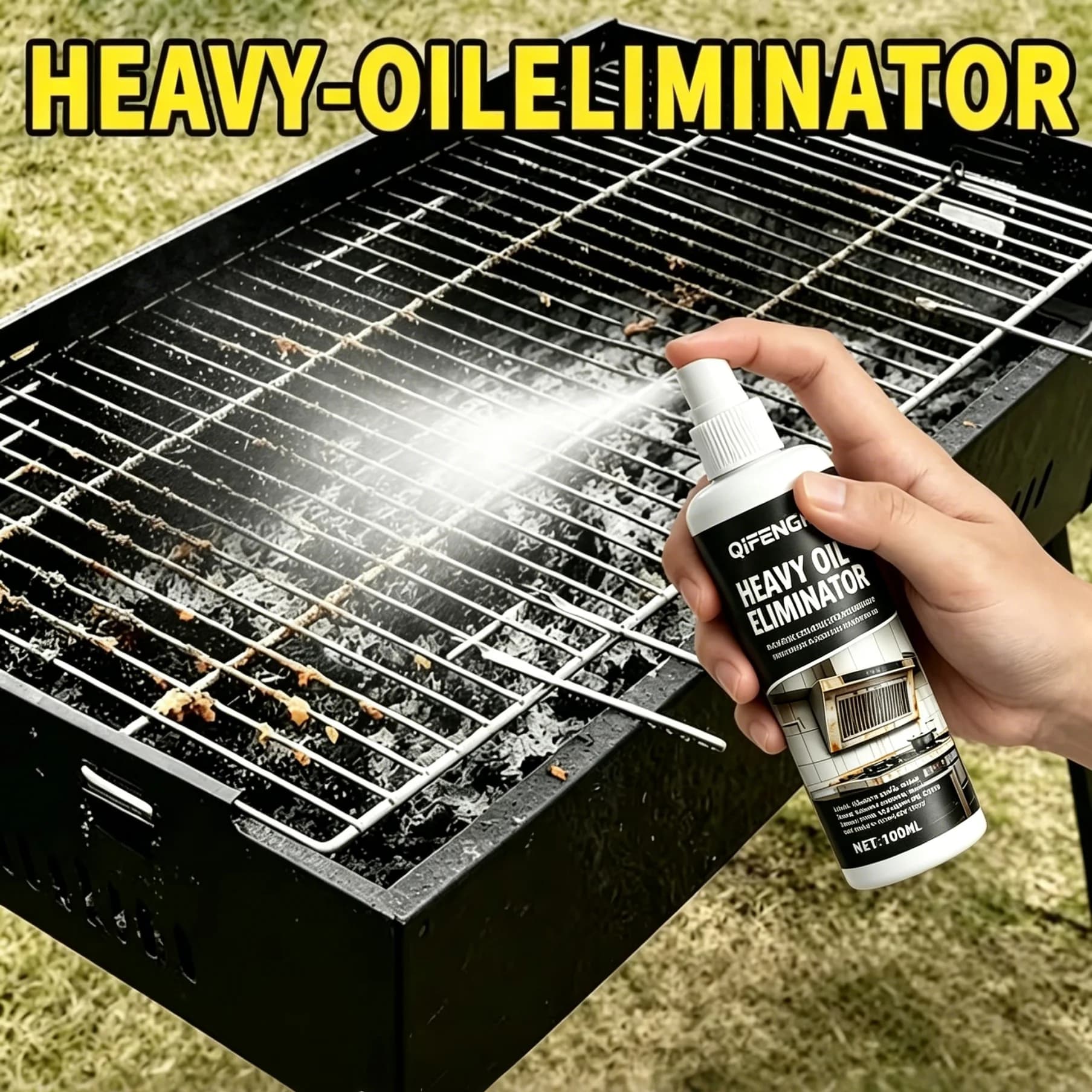 Spray dégraissant puissant pour barbecue, éliminateur de graisse, adapté au nettoyage des taches sur les fours, les hottes et les grilles de barbecue.