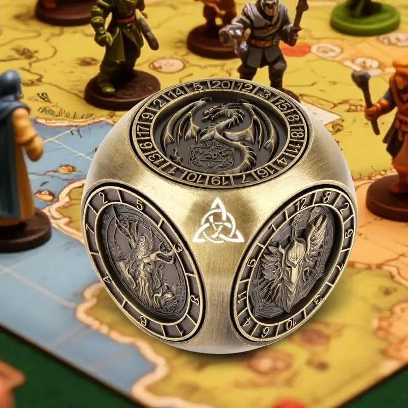 Dés tournants créatifs avec Six motifs différents D4/d6/d8/d10/d12/d20 dés rotatifs en métal 7 en 1 pour les événements de jeux de rôle RPG