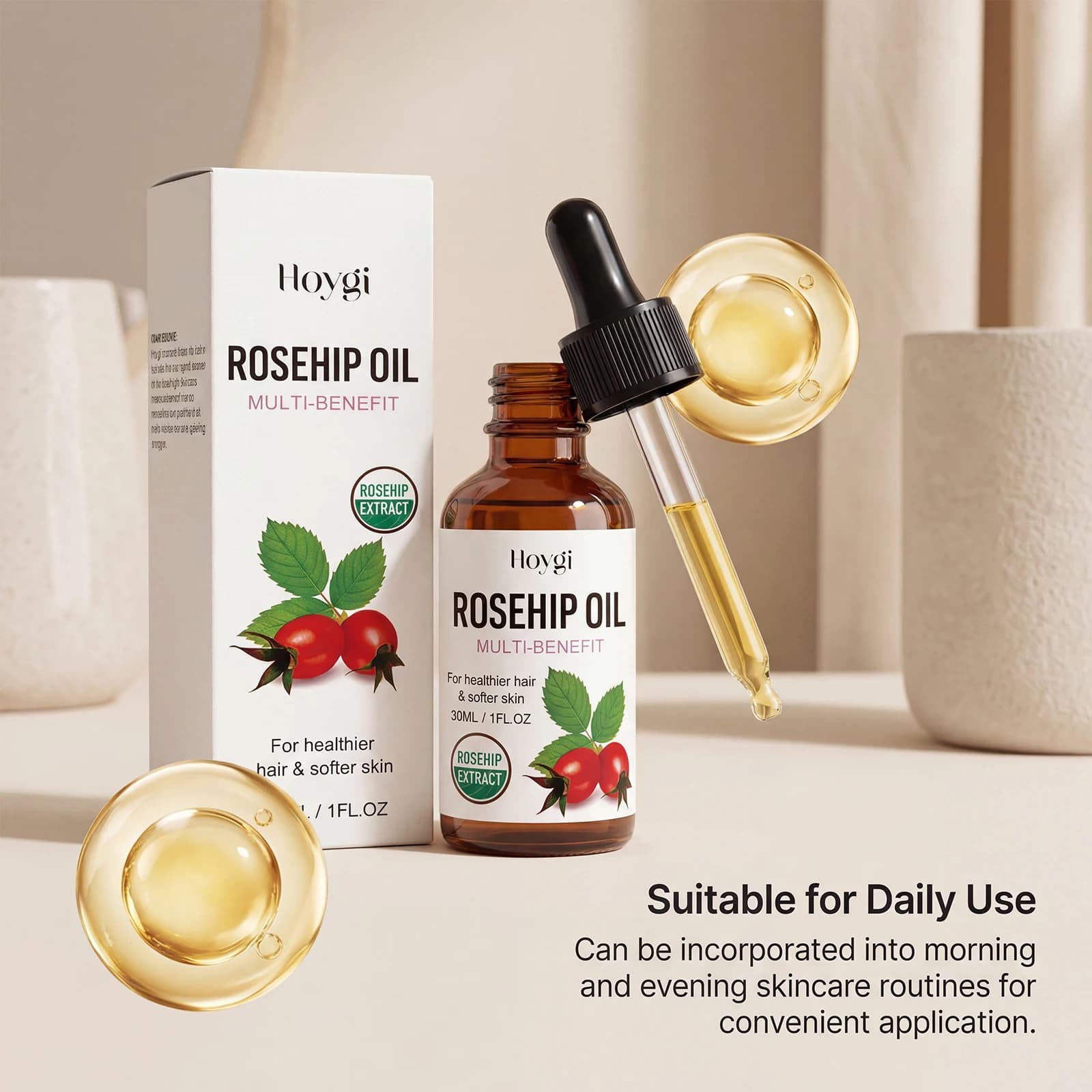Huile Essentielle Naturelle de Rose Musquée Anti-Âge, Réduit les Rides, Lisse et Raffermit la Peau, Apaise les Peaux Sèches et Rugueuses, Hydrate et Nourrit, Huiles Essentielles pour le Corps