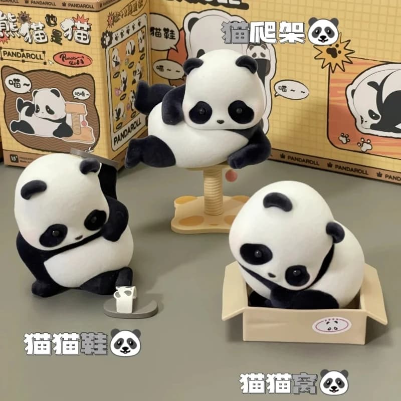 Panda Roll Pandas – boîte aveugle originale série chat, ornements, boîte mystère, figurines d'anime, joli modèle Animal, cadeau mignon