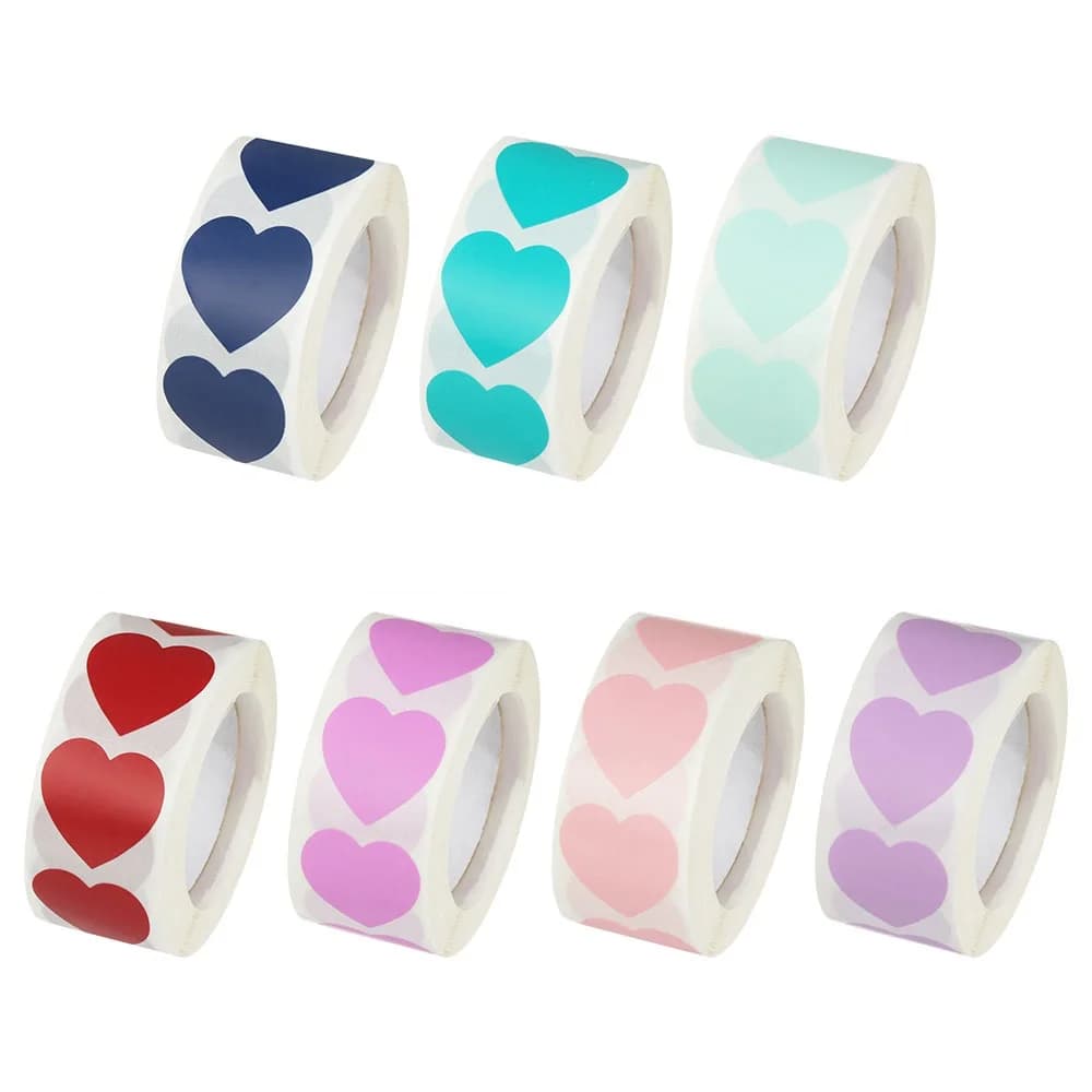 Autocollants coeur d'amour sceau attro, étiquette personnalisée bricolage, autocollant de papeterie, autocollant d'emballage cadeau pour fête d'anniversaire, 1 pouce, 1 rouleau
