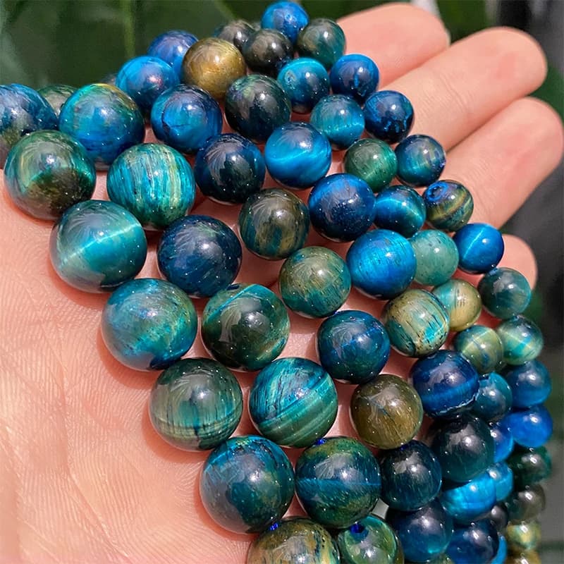 Perles en pierre naturelle œil de tigre bleu