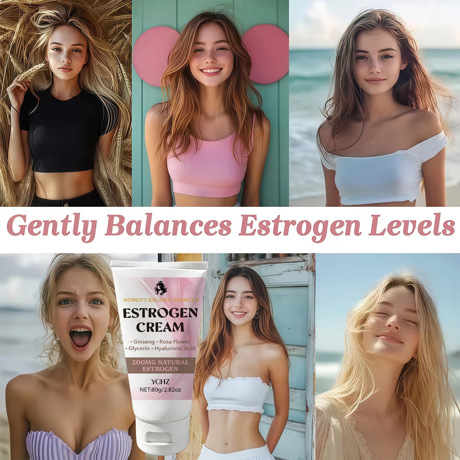 Crème à l'œstrogène pour femmes - œstrogène naturel, contenant du ginseng, du cohosh noir, du thé vert et du calendula - soin corporel doux et délicat