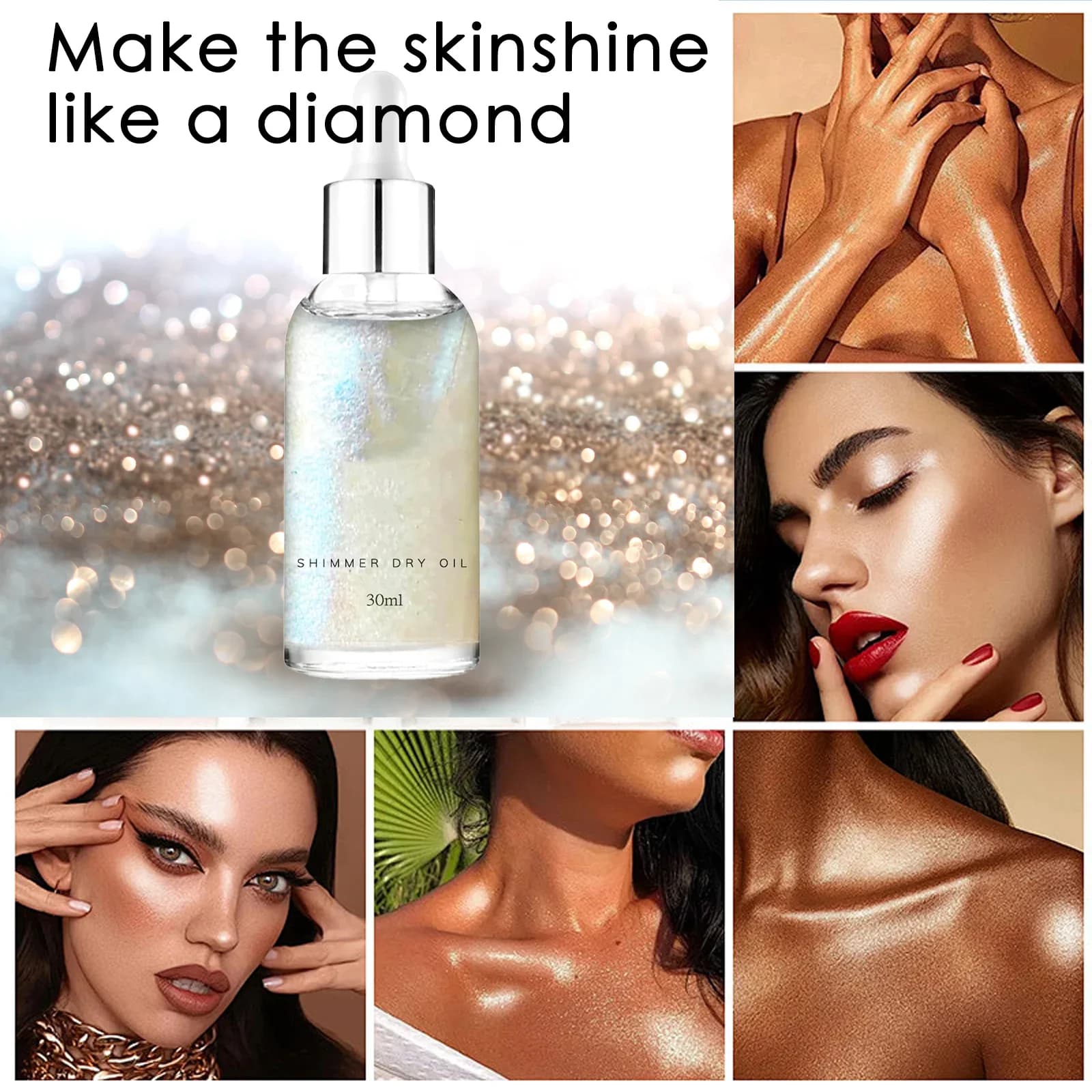 Huile scintillante pour le corps