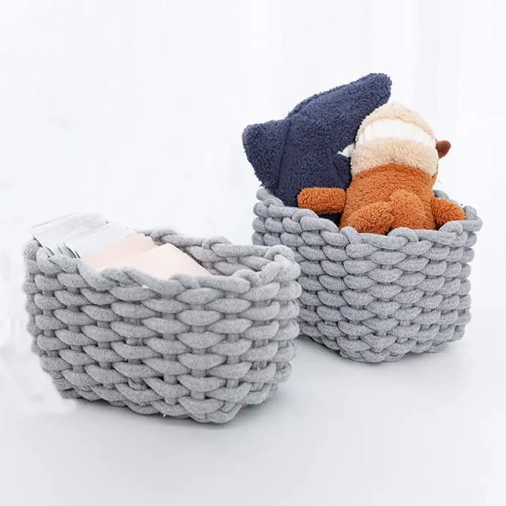 Panier de rangement rectangulaire multifonctionnel en corde épaisse tressée pour organiser et stocker divers articles et collations ﻿