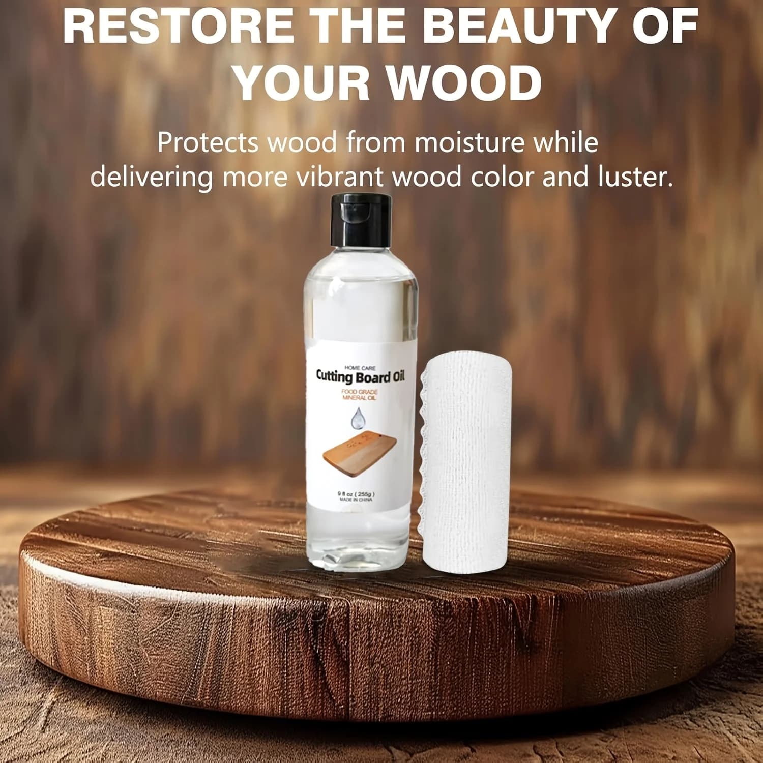 Huile de cire pour bois pour planches à découper en bois massif ; huile minérale blanche de qualité alimentaire pour planches à découper en bambou et en bois.