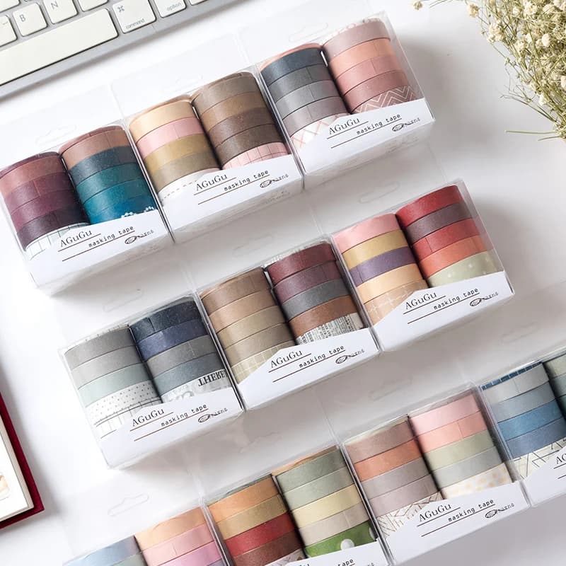 Ensemble de rubans Washi Kawaii, 10 rouleaux, fournitures scolaires, autocollants mignons, ruban de masquage, papeterie esthétique, décoration pour journal intime, Scrapbooking
