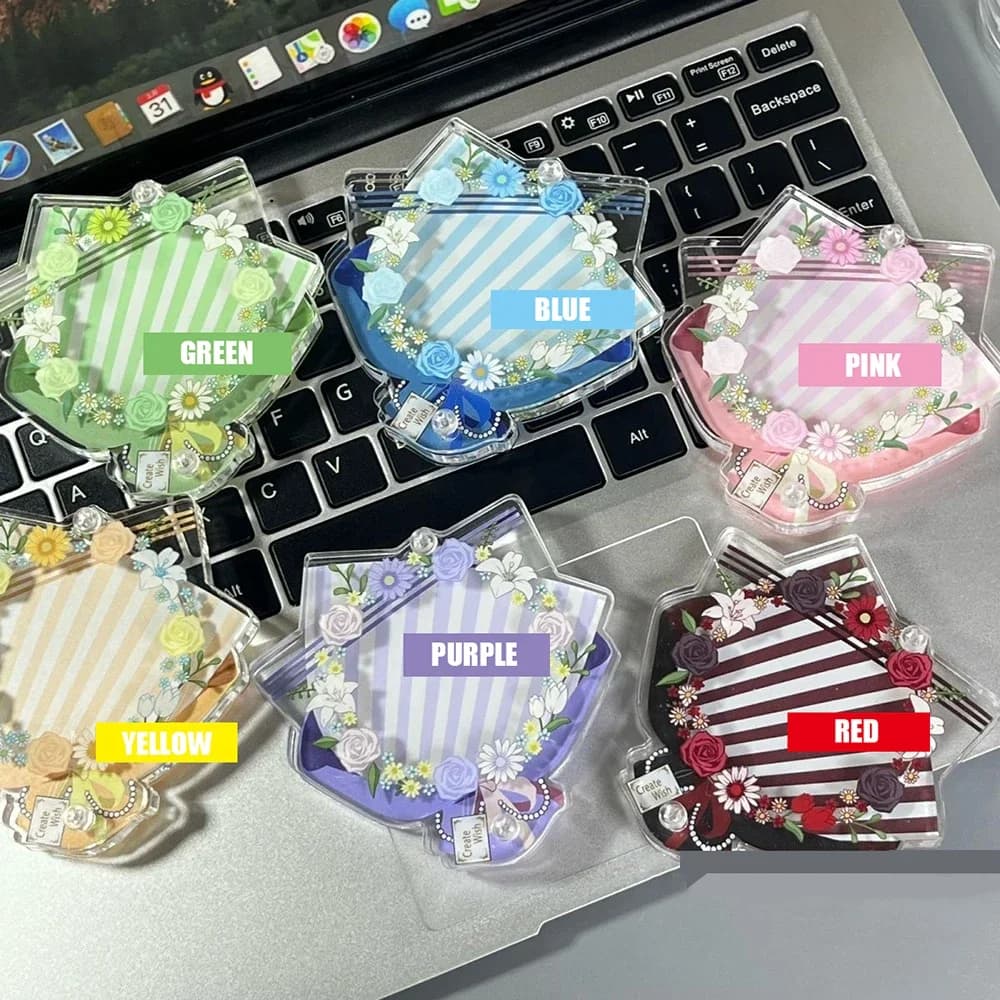 Boîte de rangement de beauté Bouquet éternel, cadre de carte en acrylique de 58mm, Badge en brique de haute qualité, boîtes de rangement décoratives, cadeau pour amis