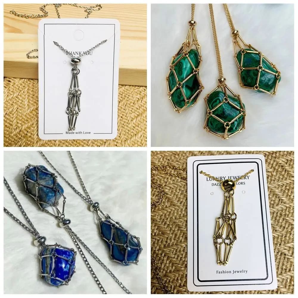 Porte-Documents en Argent et Or, Collier en Clip, Filet en Métal, Porte-Pierre, Bijoux, Cadeau, JOPresidence