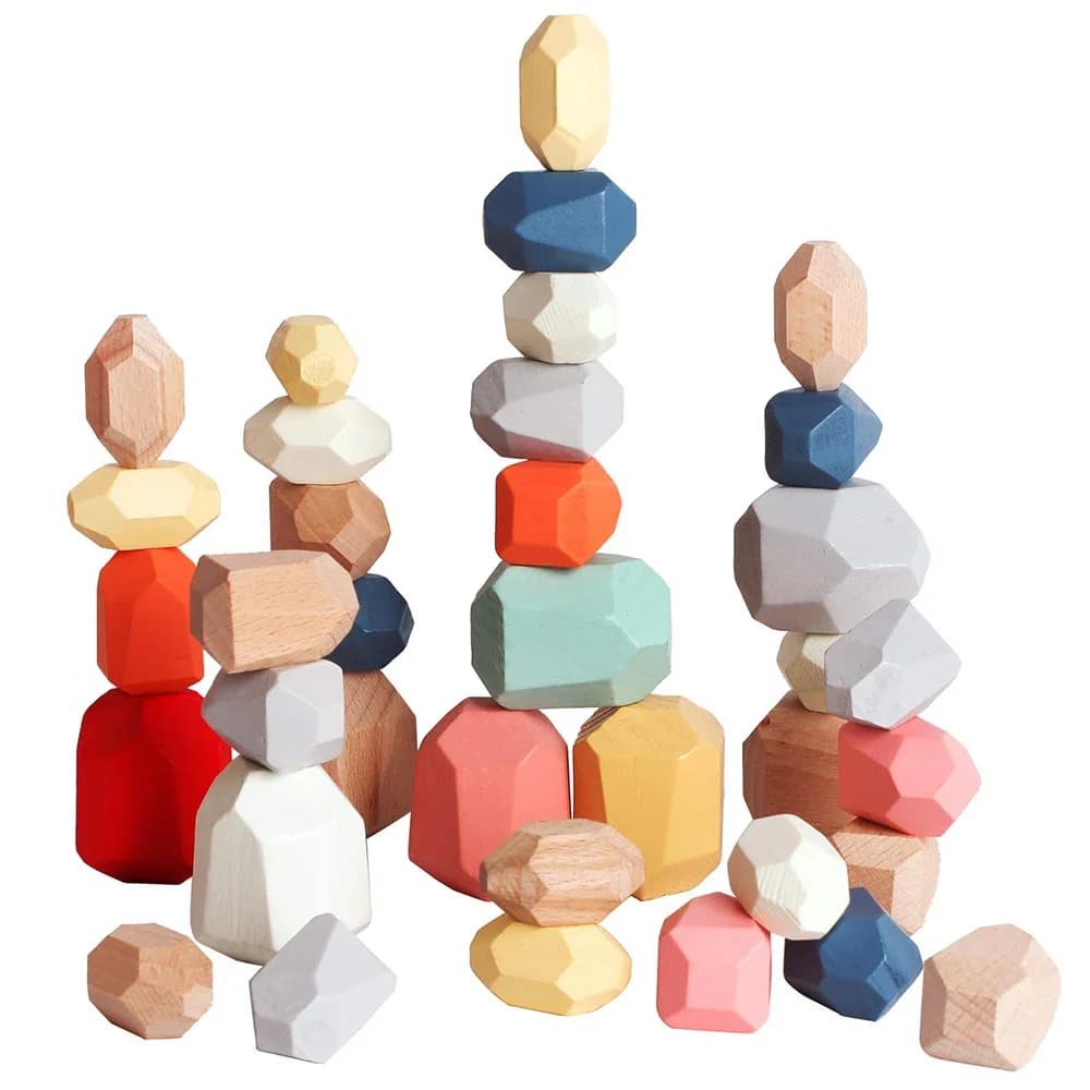 Montessori en bois tri empilage roches pierres sensorielles jouets pour tout-petits