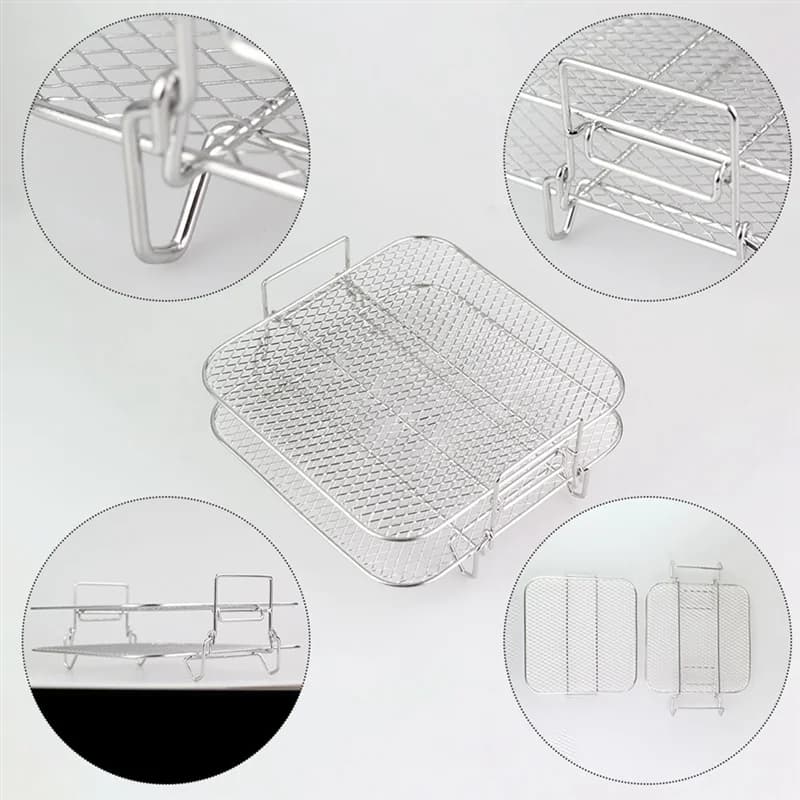 2-Layers Air Fryer Grilling Rack For 4.2-5.8QT Air