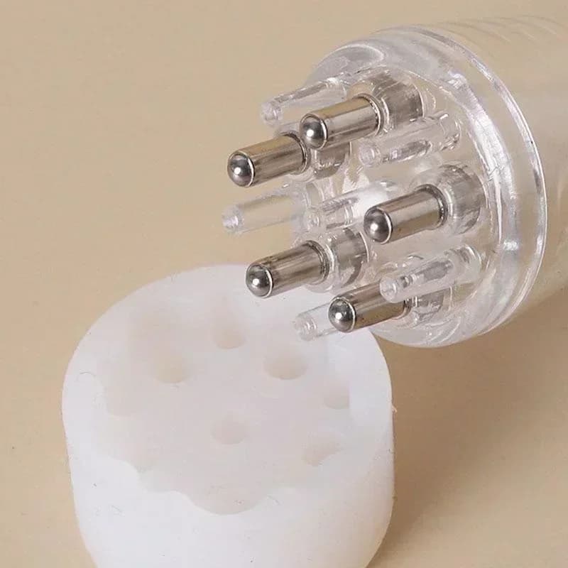 Guide d'application de liquide pour la croissance des cheveux, outil applicateur de cuir chevelu à cinq aiguilles, Mini tête Portable, peigne de Massage à boule d'huile essentielle