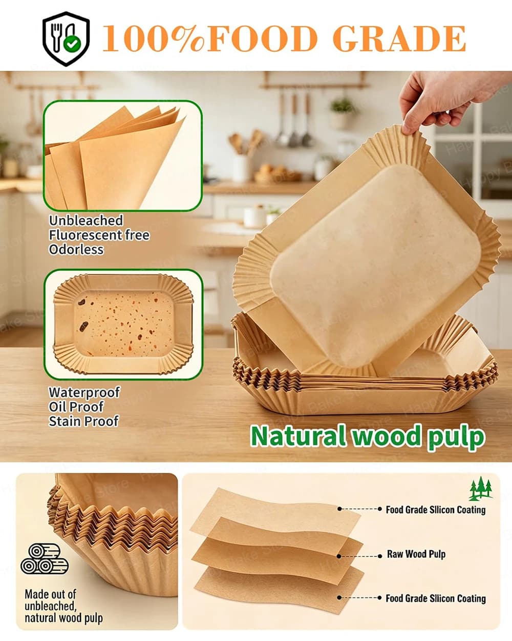 Papiers de cuisson jetables pour friteuse à air