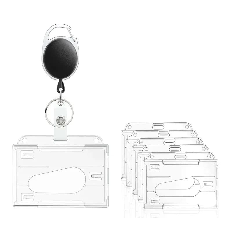 Fentes pour cartes transparentes, porte-Badge pour étiquette d'identification, avec bobine de Badge, organisateur de rangement pour cartes, étui pour cartes de travail pour passe des employés