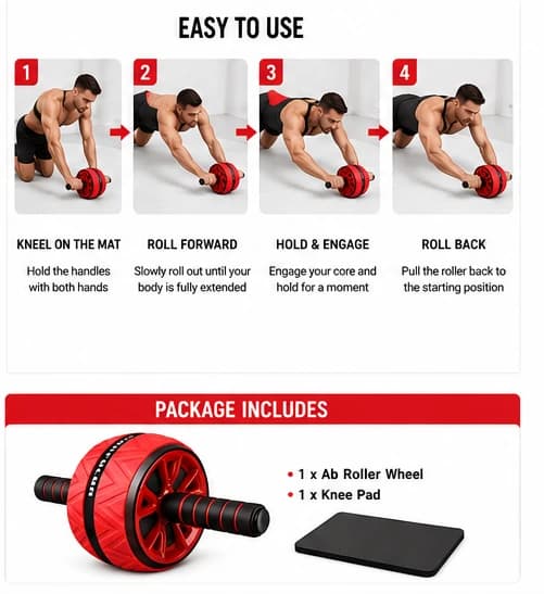 Roue abdominale pour l'entraînement des abdominaux et du tronc, équipement de fitness antidérapant pour la maison, pour hommes et femmes, exercice d'entraînement abdominal