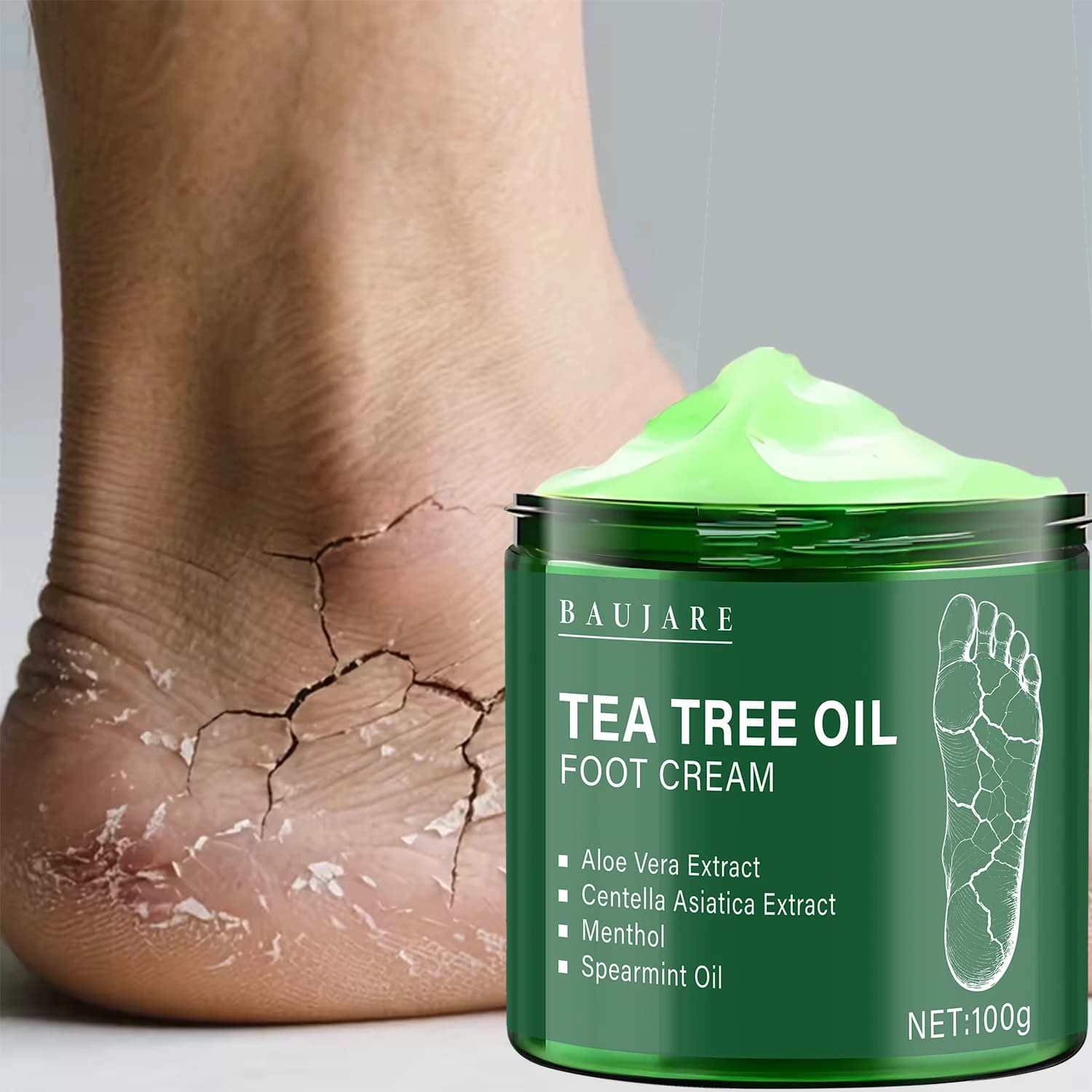 Crème pour les pieds à l'huile d'arbre à thé à l'aloe vera