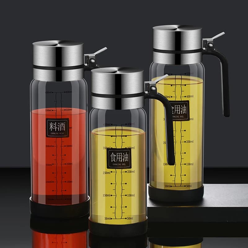 Bouteille d'huile en verre avec couvercle rabattable, pot d'huile étanche, sauce soja de cuisine précieuse, pots de vinaigre HI, ensemble d'outils d'assaisonnement, ménage