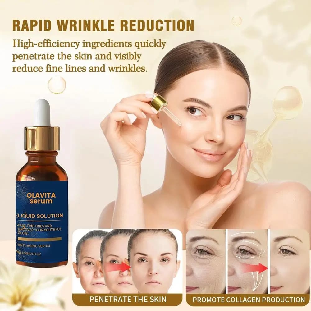 Sérum liquide pour le visage, Solution Anti-vieillissement, améliore la Production du collagène cutané, diminue les ridules et les rides pour une lueur jeune