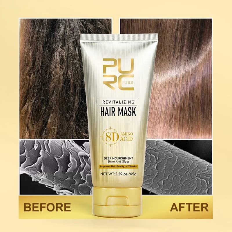PURC – masque capillaire à l'huile d'argan, réparation lissante, traitement des cheveux crépus endommagés, lissage, nourrissant, brillant, soins capillaires, 65g, nouvelles ventes