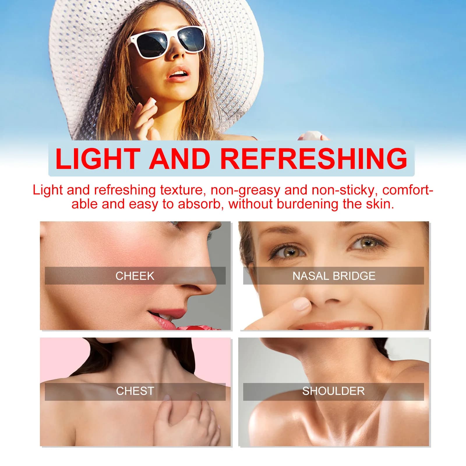 Crème solaire Stick Spf 50 pour la peau grasse Visage Sun Blocking UV Protecteur Hydratant Rafraîchissant Contrôle de l'huile Solaire Isolation Crème