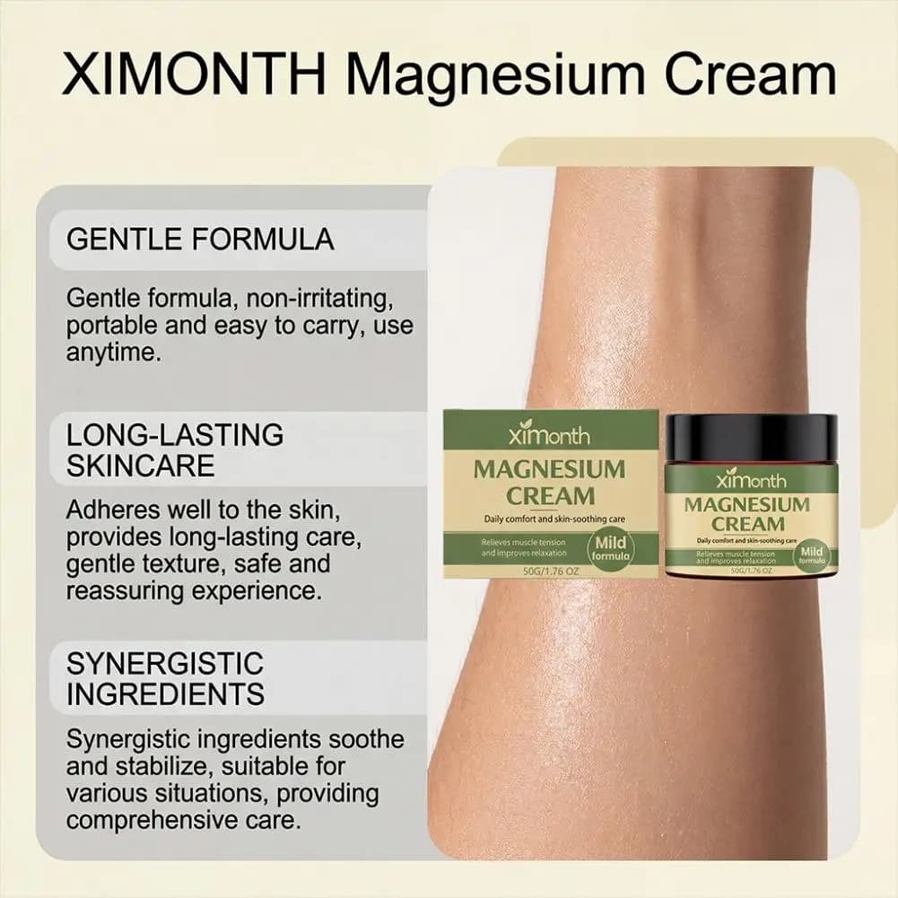Crème relaxante au magnésium naturel premium, soin hydratant pour la peau, soulagement de la tension musculaire doux pour la peau, pour après l'exercice et usage quotidien