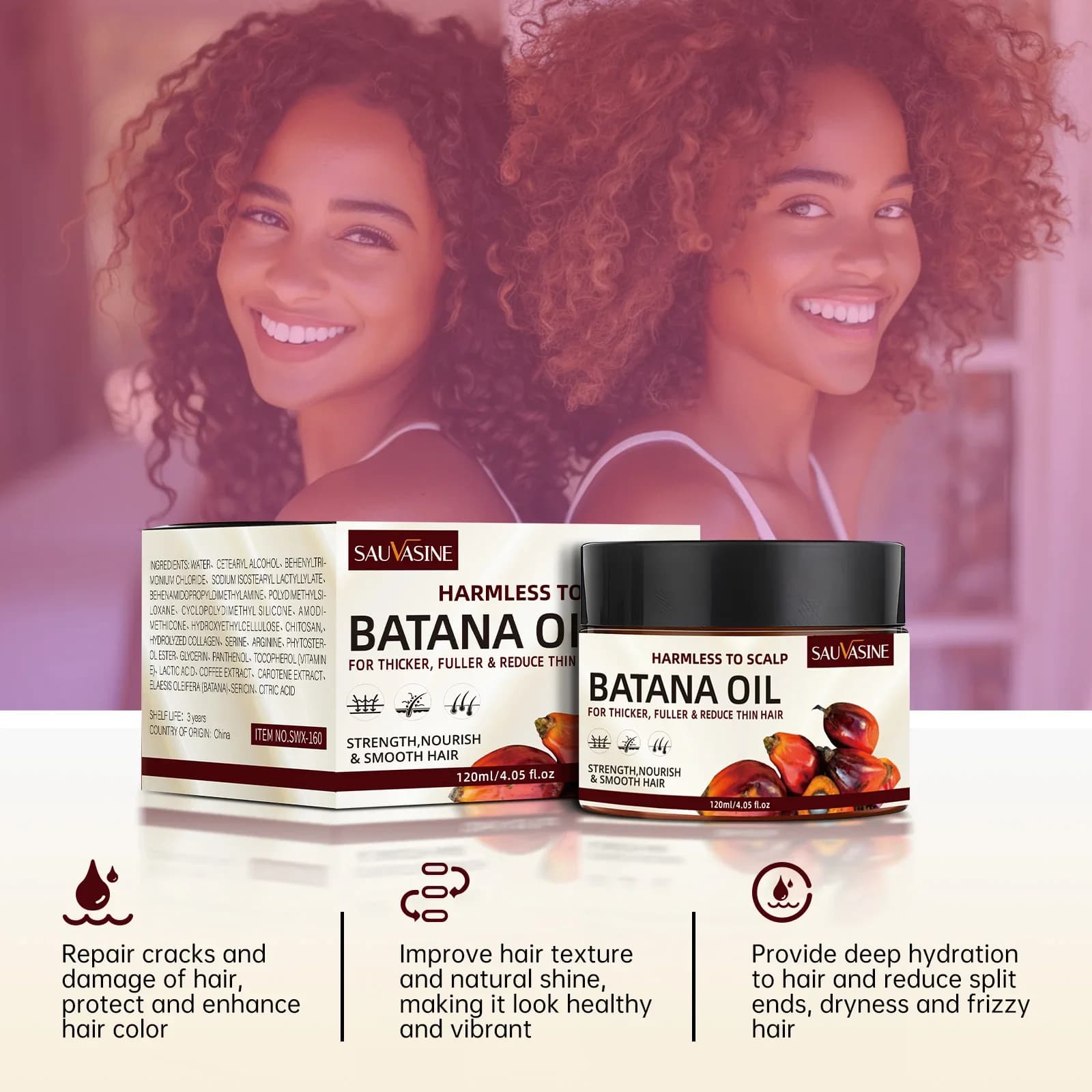 Huile de Batana brute pour la croissance des cheveux, 100% huile de Batana Pure et naturelle pour traiter la perte de cheveux, traitement Anti-casse