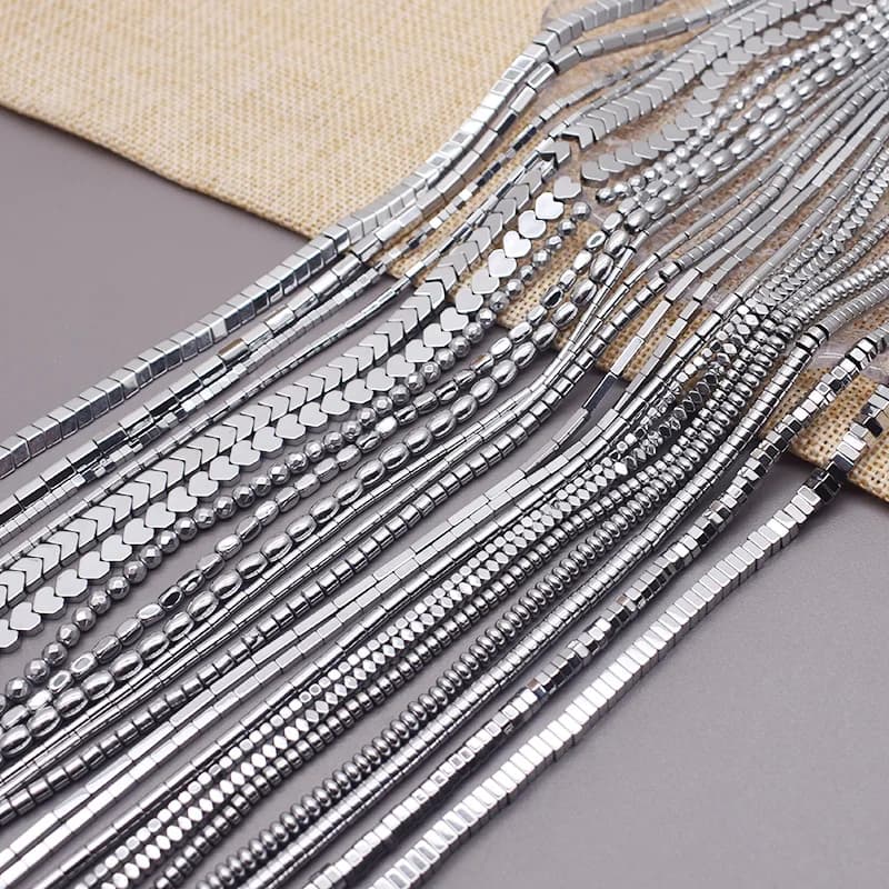 Placage argent couleur rétention naturel hématite pierre entretoise perles en vrac pour la fabrication de bijoux Bracelets à faire soi-même trouver