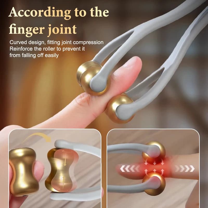 Outil de massage des doigts portable et pratique, rouleau double rangée en laiton, pour soulager la fatigue et favoriser la circulation sanguine