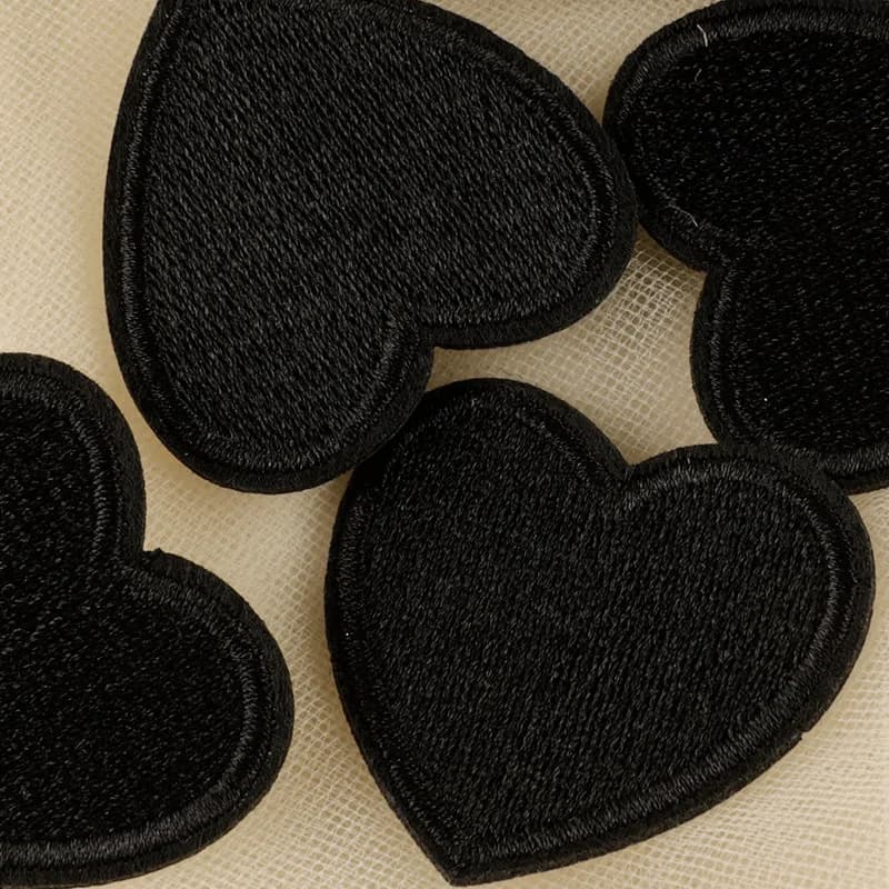Patchs de badges à repasser en forme de cœur d'amour noir, pour bricolage, T-shirt, jean, sac à dos, vêtements, pantalons, carnet de notes, autocollants décoratifs