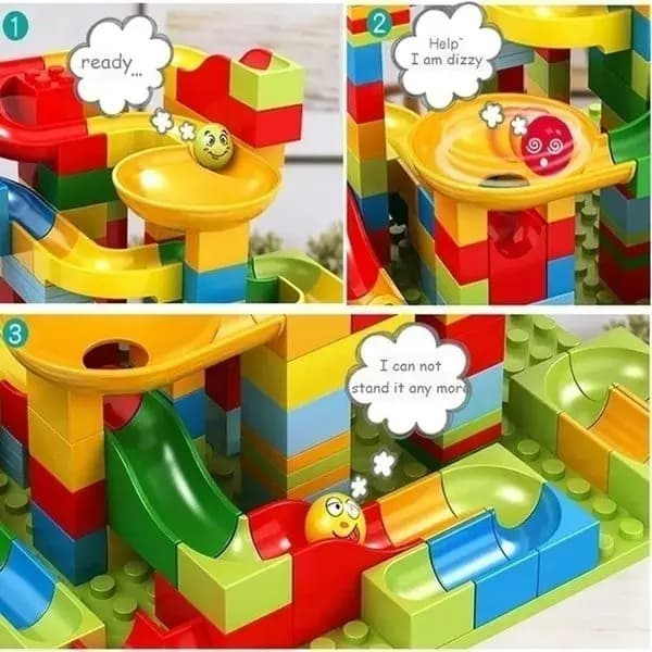 Bloc de Rail en marbre, piste coulissante de course, piste éducative, boule de construction de couleur, entonnoir coulissant, ensembles de blocs de bricolage, briques, jouets pour enfants