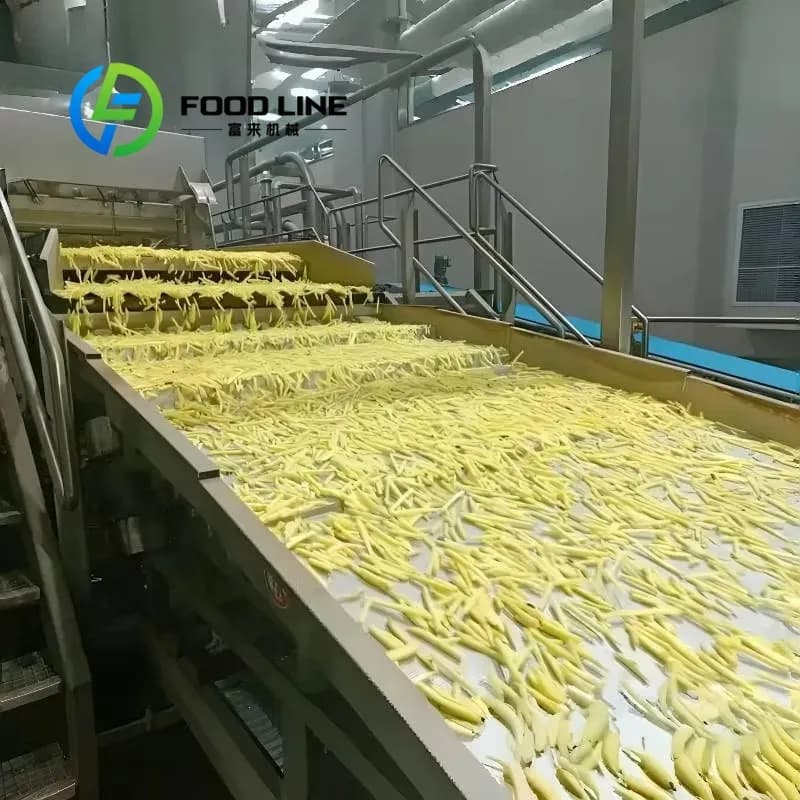 Ligne de production de frites avec filtre intégré et machine de friture continue pour purifier automatiquement l'huile