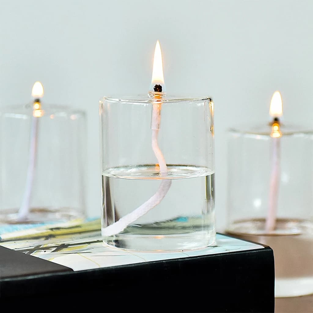 Bougie à huile en verre rechargeable