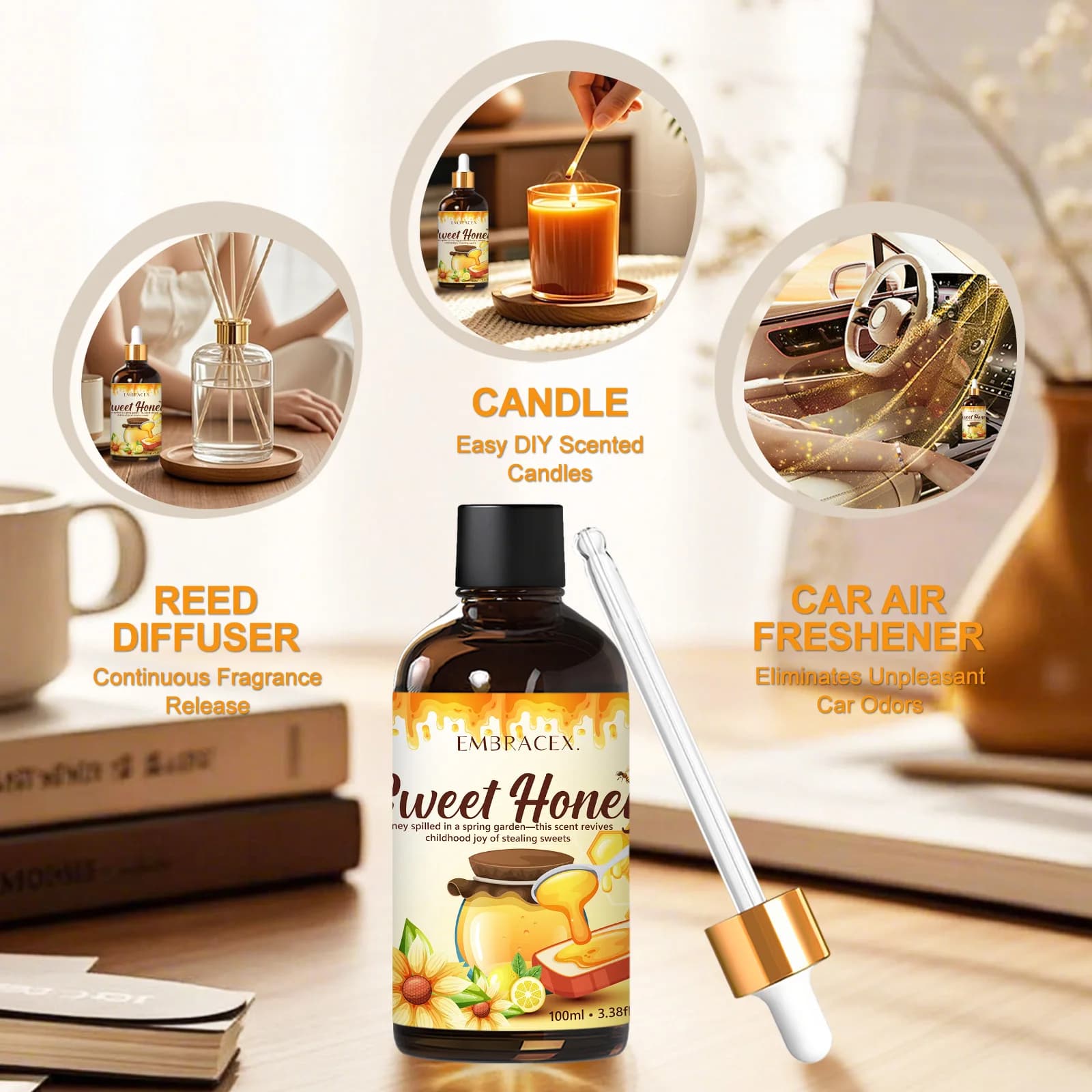 Huile essentielle de miel, 100ml, hydratation pour diffuseurs, fabrication de bougies, cadeau pour amis, aromathérapie douce