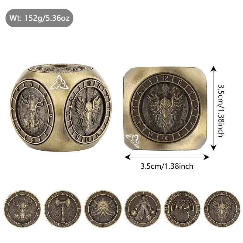 Dés tournants créatifs avec Six motifs différents D4/d6/d8/d10/d12/d20 dés rotatifs en métal 7 en 1 pour les événements de jeux de rôle RPG