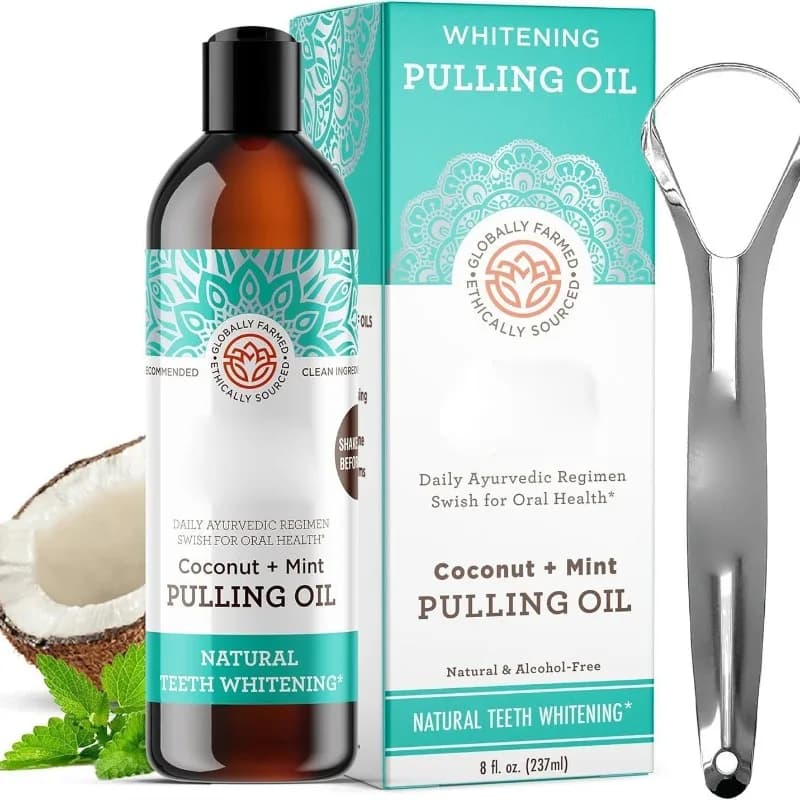 Bain de bouche premium à l'huile de coco 8 fl oz avec gratte-langue