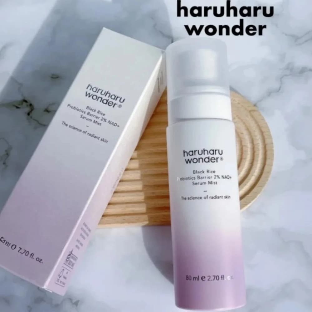 Spray hydratant fortifiant et apaisant 80 ml, essence pour renforcer la barrière cutanée, Haruharu Wonder Black Rice Probiotics Barrier 2% NAD+ Serum Mist