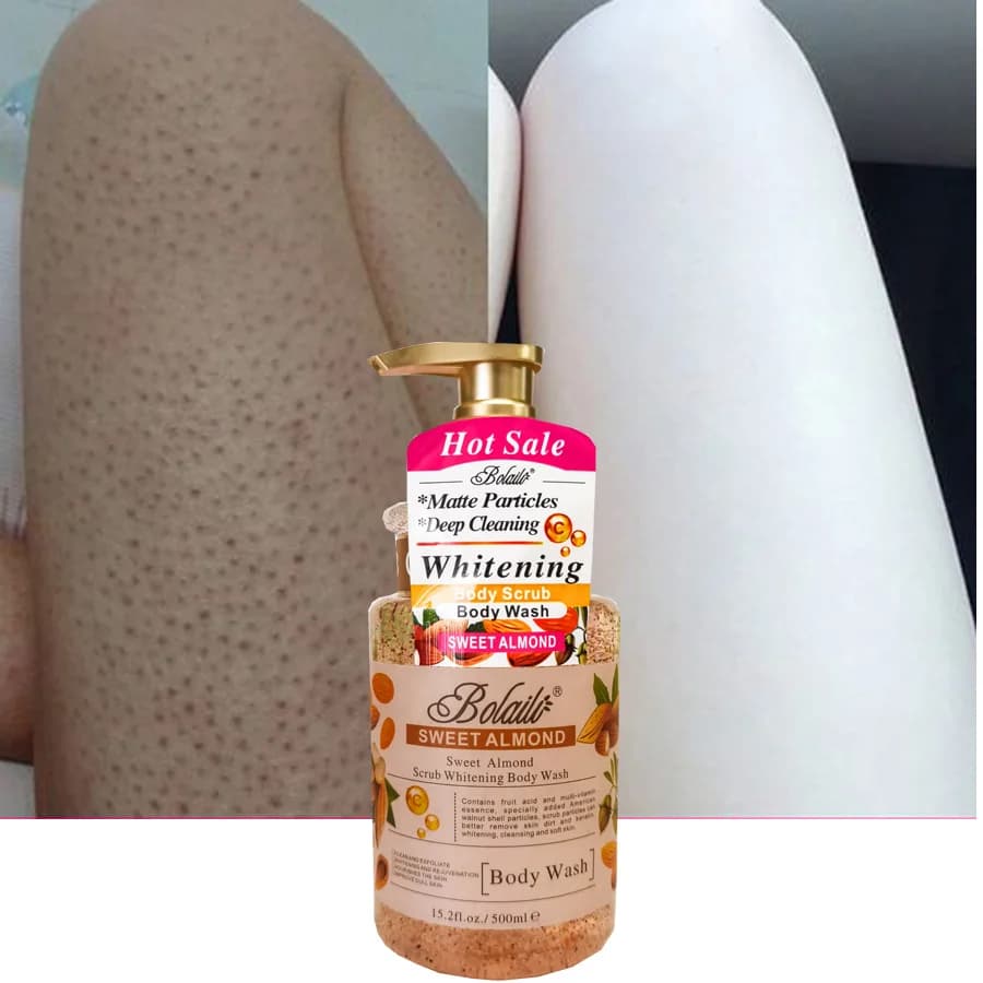 Gel Douche Exfoliant et Hydratant à l'Amande Douce, Éclaircissant et Nettoyant en Profondeur pour les Pores, 500ml