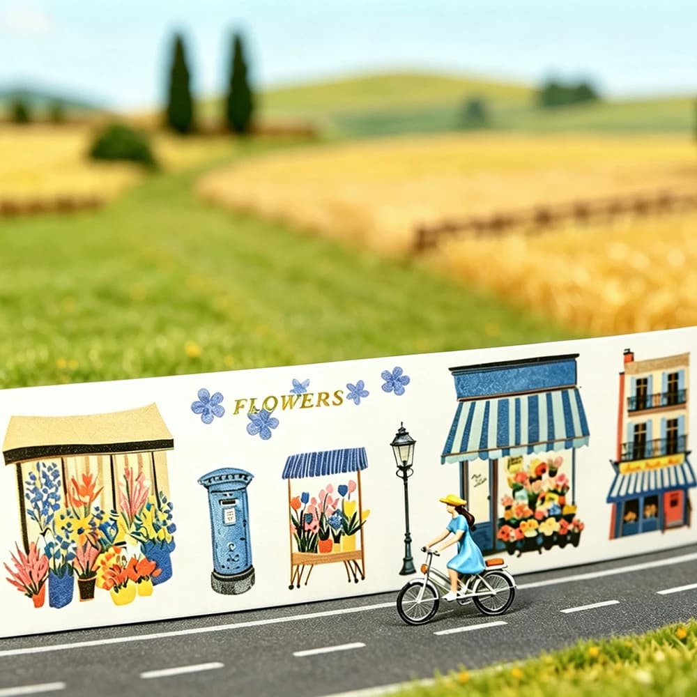 1 à 6 rouleaux de rubans Washi à thème maisons de ville en bord de route, matériel pour scrapbooking, parfait pour le journalisation et les fournitures de scrapbooking DIY