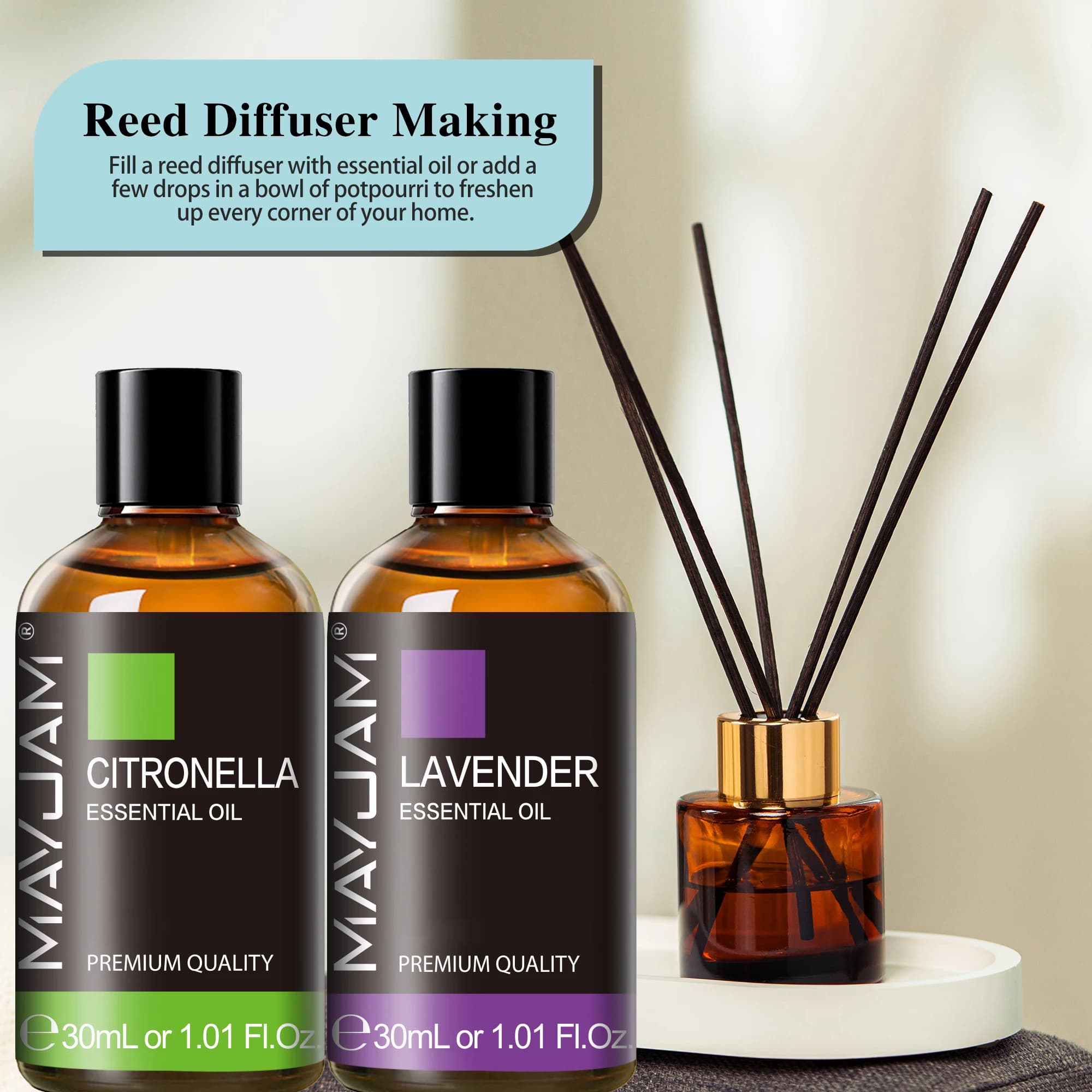 Huile Essentielle Pure MAYJAM pour Diffuseur à Bâtonnets